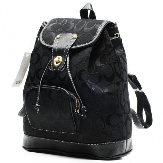 Coach Classic In Signature Medium Black Backpacks CBJ - Click Image to Close